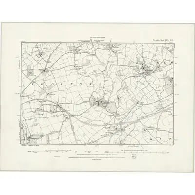 1887 Map of Devonshire LXX.NW, 1888 Print