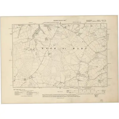 1905 Map of Devonshire LXXIII.NW, 1907 Print