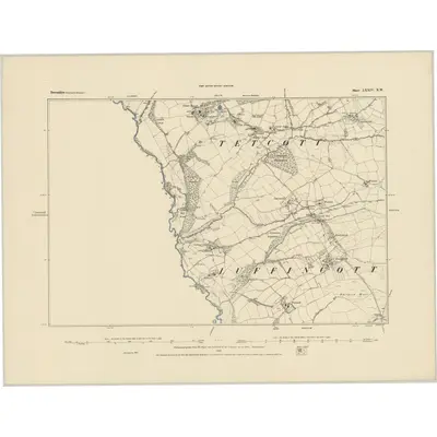 1883 Map of Devonshire LXXIV.NW, 1885 Print