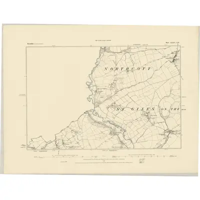 1883 Map of Devonshire LXXIV.SW, 1884 Print