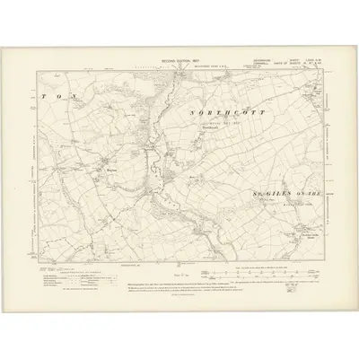 1905 Map of Devonshire LXXIV.SW, 1907 Print