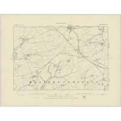 1883 Map of Devonshire LXXV.NE, 1884 Print