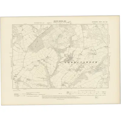 1905 Map of Devonshire LXXV.NW, 1907 Print