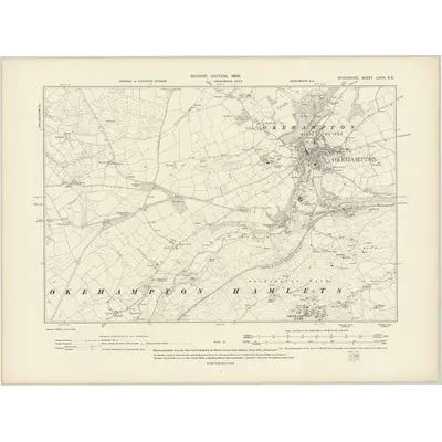1904 Map of Devonshire LXXVI.NE, 1906 Print