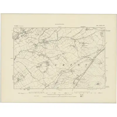 1883 Map of Devonshire LXXVI.SW, 1884 Print