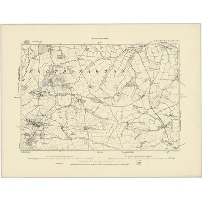 1886 Map of Devonshire LXXVII.NE, 1887 Print