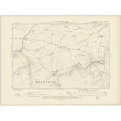 1904 Map of Devonshire LXXVII.NW, 1906 Print