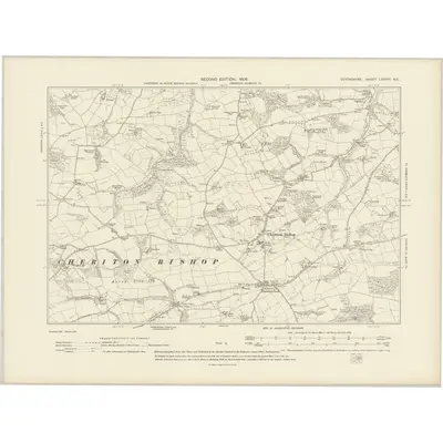 1904 Map of Devonshire LXXVIII.NE, 1906 Print