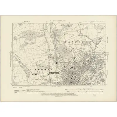 1904 Map of Devonshire LXXX.NW, 1906 Print