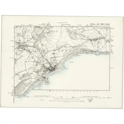 1888 Map of Devonshire LXXXIV.NE & SE, 1889 Print