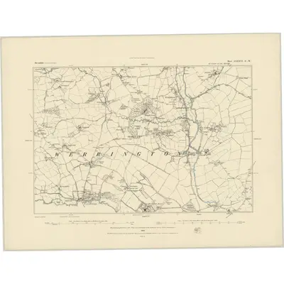 1882 Map of Devonshire LXXXVI.NW, 1883 Print