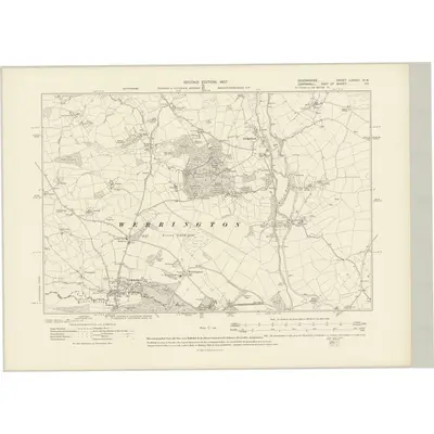 1905 Map of Devonshire LXXXVI.NW, 1907 Print