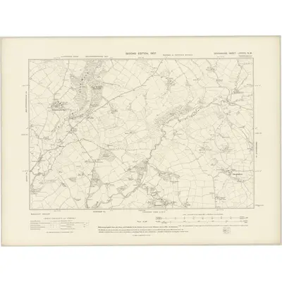 1905 Map of Devonshire LXXXVII.NW, 1907 Print