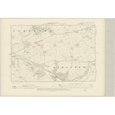 1905 Map of Devonshire LXXXVII.SW, 1907 Print
