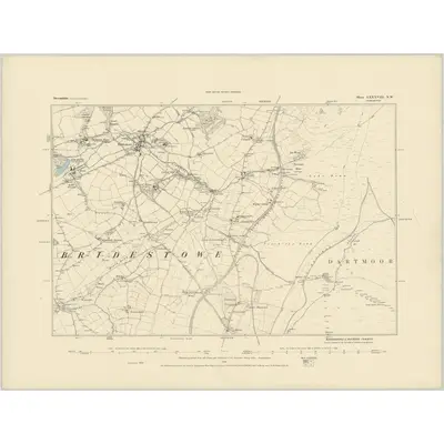 1883 Map of Devonshire LXXXVIII.NW, 1884 Print