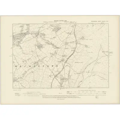 1904 Map of Devonshire LXXXVIII.NW, 1906 Print