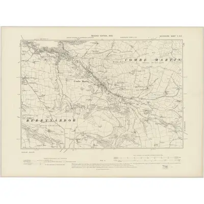 1903 Map of Devonshire V.NE, 1905 Print