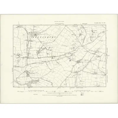 1886 Map of Devonshire VI.SW, 1888 Print