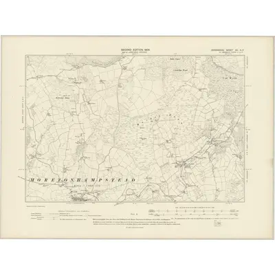1904 Map of Devonshire XC.NE, 1906 Print