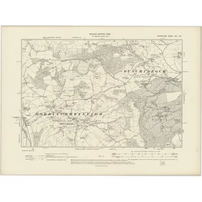 1904 Map of Devonshire XCI.NE, 1906 Print