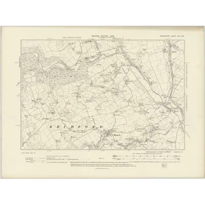 1904 Map of Devonshire XCI.NW, 1906 Print