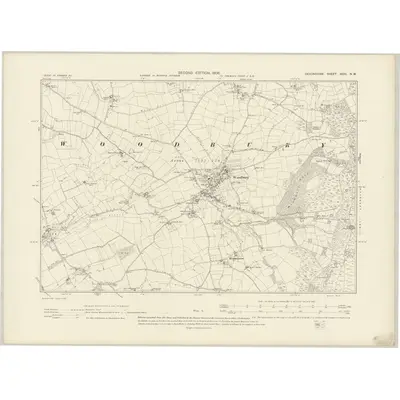 1903 Map of Devonshire XCIII.NW, 1906 Print