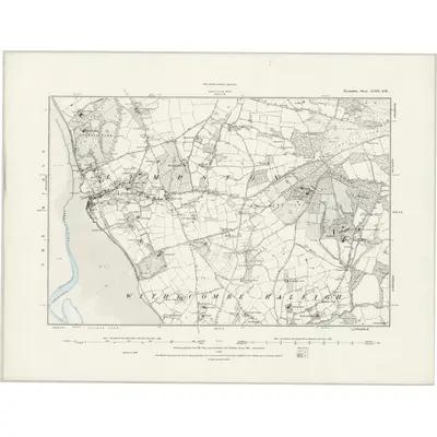 1888 Map of Devonshire XCIII.SW, 1889 Print