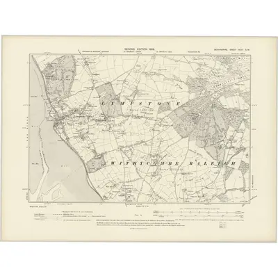 1903 Map of Devonshire XCIII.SW, 1906 Print