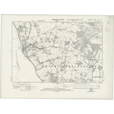 1938 Map of Devonshire XCIII.SW, 1944 Print