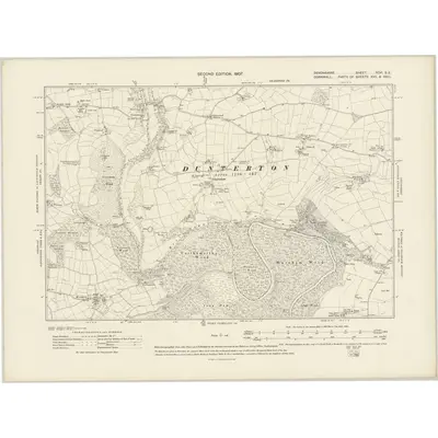 1905 Map of Devonshire XCVI.SE, 1907 Print