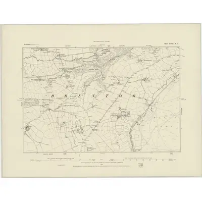 1882 Map of Devonshire XCVII.NE, 1884 Print