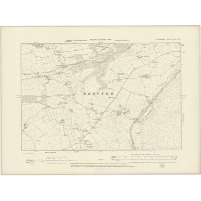 1905 Map of Devonshire XCVII.NE, 1907 Print