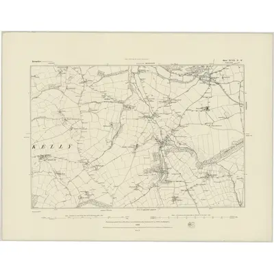 1882 Map of Devonshire XCVII.NW, 1884 Print