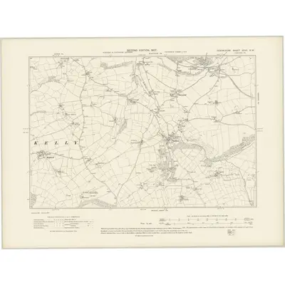 1905 Map of Devonshire XCVII.NW, 1907 Print