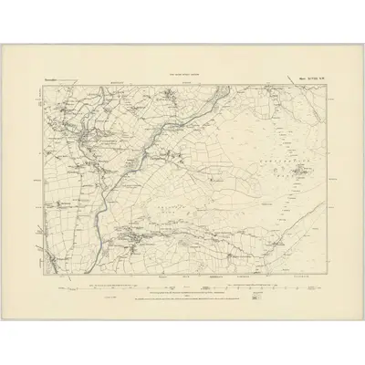 1883 Map of Devonshire XCVIII.SW, 1884 Print