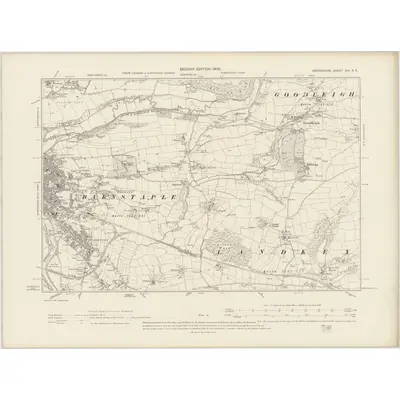 1903 Map of Devonshire XIII.NE, 1905 Print
