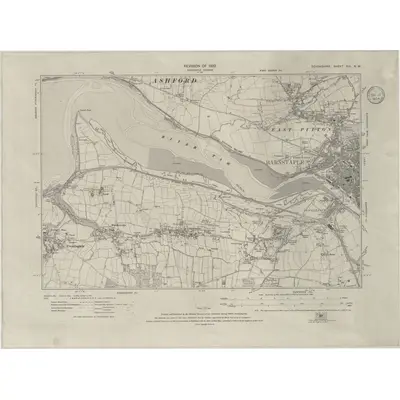 1932 Map of Devonshire XIII.NW, 1934 Print