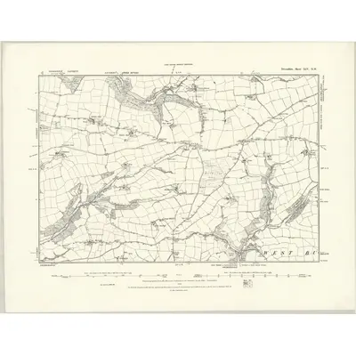 1885 Map of Devonshire XIV.NW, 1888 Print