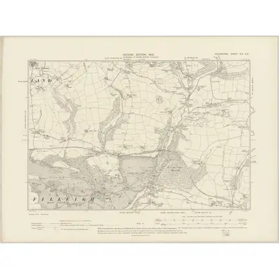 1903 Map of Devonshire XIV.SE, 1905 Print