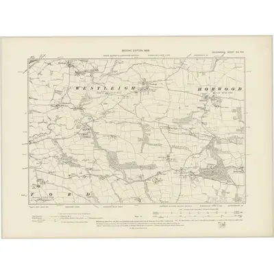 1903 Map of Devonshire XIX.NE, 1906 Print