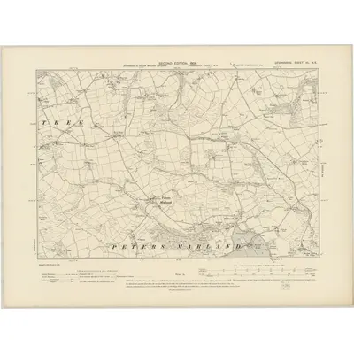 1904 Map of Devonshire XL.NE, 1906 Print