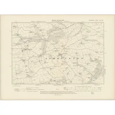1903 Map of Devonshire XLII.NW, 1906 Print