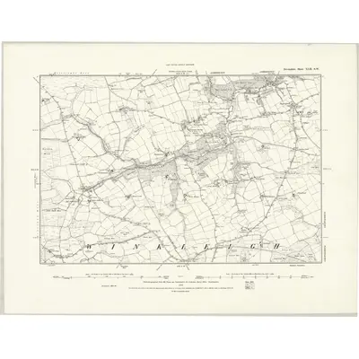 1885 Map of Devonshire XLII.SW, 1888 Print