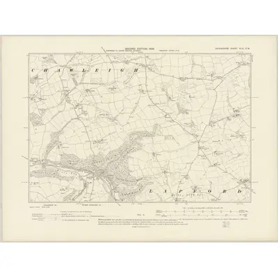 1904 Map of Devonshire XLIII.SW, 1906 Print