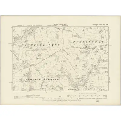 1903 Map of Devonshire XLIV.SW, 1906 Print