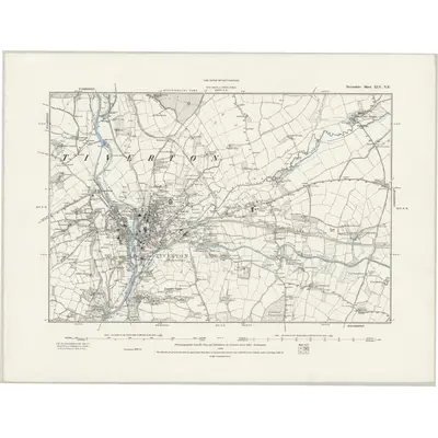 1886 Map of Devonshire XLV.NE, 1889 Print