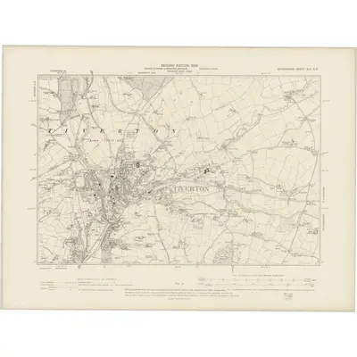 1903 Map of Devonshire XLV.NE, 1906 Print