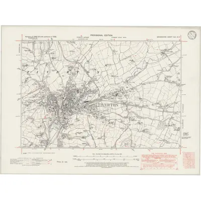 1938 Map of Devonshire XLV.NE, 1946 Print