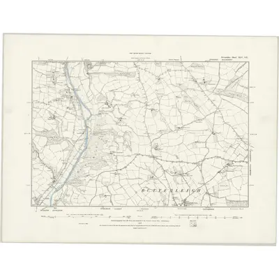 1886 Map of Devonshire XLV.SE, 1889 Print