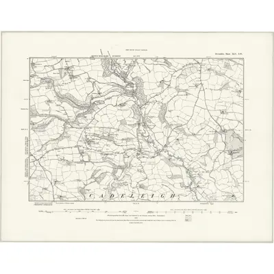 1886 Map of Devonshire XLV.SW, 1888 Print